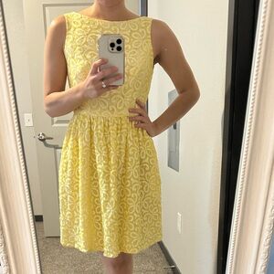 Yellow eyelet Shoshanna dress with pockets!